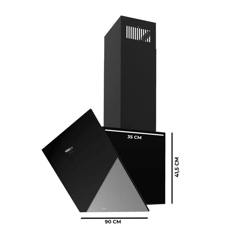 Campana Extractora 90cm Vidrio Negro, Succión 650m3/h, Clase A, 3 Niveles Potencia de Cecotec