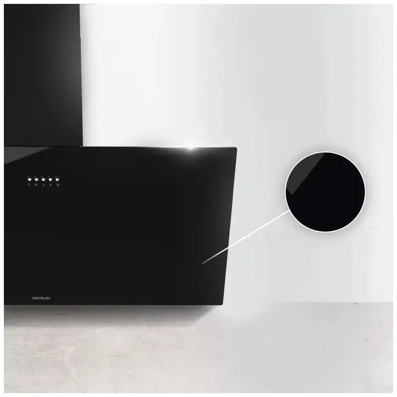 Campana Extractora 90cm Vidrio Negro, Succión 650m3/h, Clase A, 3 Niveles Potencia de Cecotec