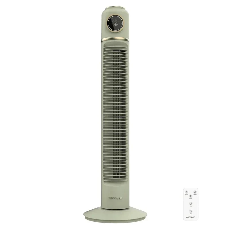 Ventilador de Torre Retro Smart Green 32 pulgadas con Control Remoto y Pantalla LED de Cecotec
