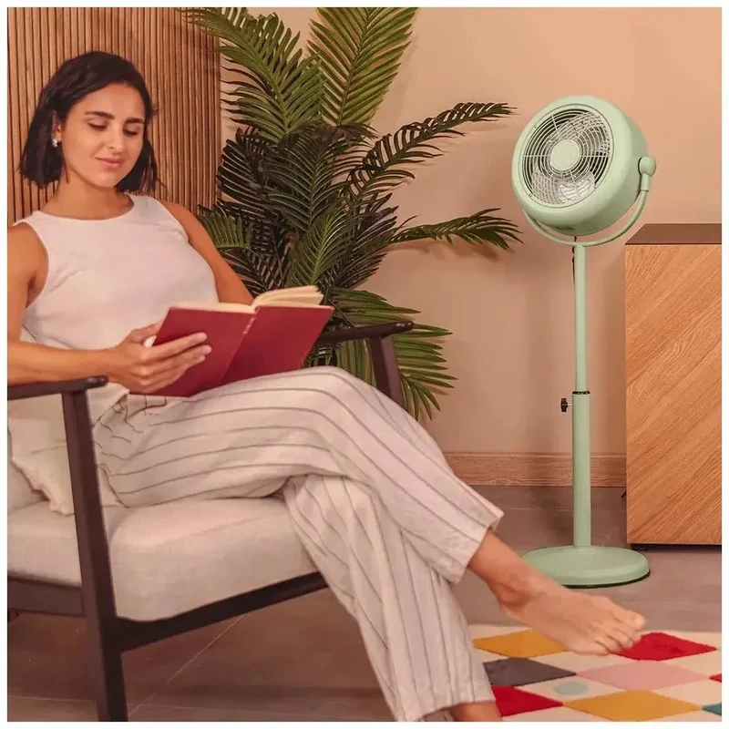 Ventilador de Pie Retro Verde 10 pulgadas con 25W, Inclinación y Velocidades Ajustables de Cecotec