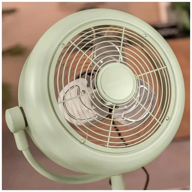 Ventilador de Pie Retro Verde 10 pulgadas con 25W, Inclinación y Velocidades Ajustables de Cecotec