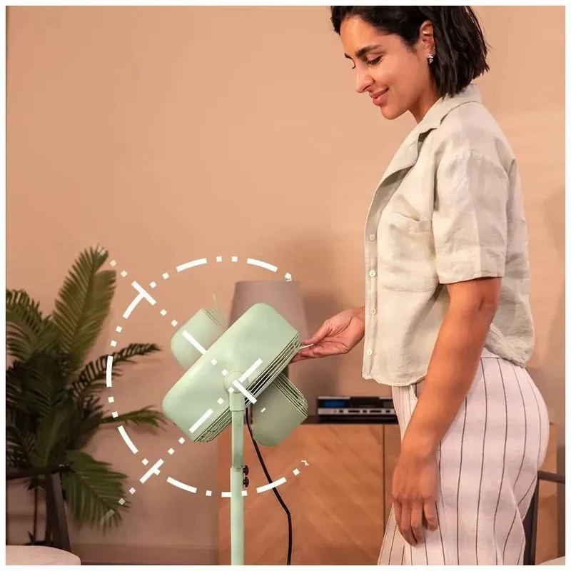 Ventilador de Pie Retro Verde 10 pulgadas con 25W, Inclinación y Velocidades Ajustables de Cecotec