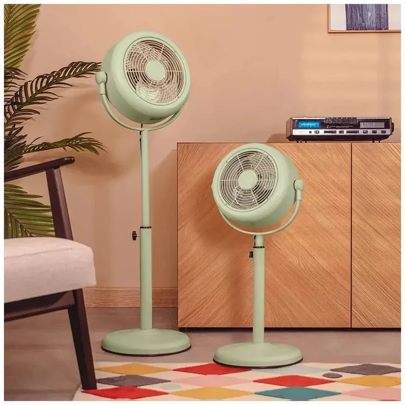 Ventilador de Pie Retro Verde 10 pulgadas con 25W, Inclinación y Velocidades Ajustables de Cecotec