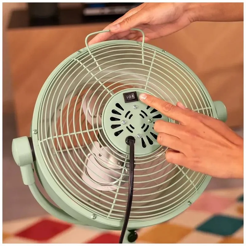 Ventilador de Pie Retro Verde 10 pulgadas con 25W, Inclinación y Velocidades Ajustables de Cecotec