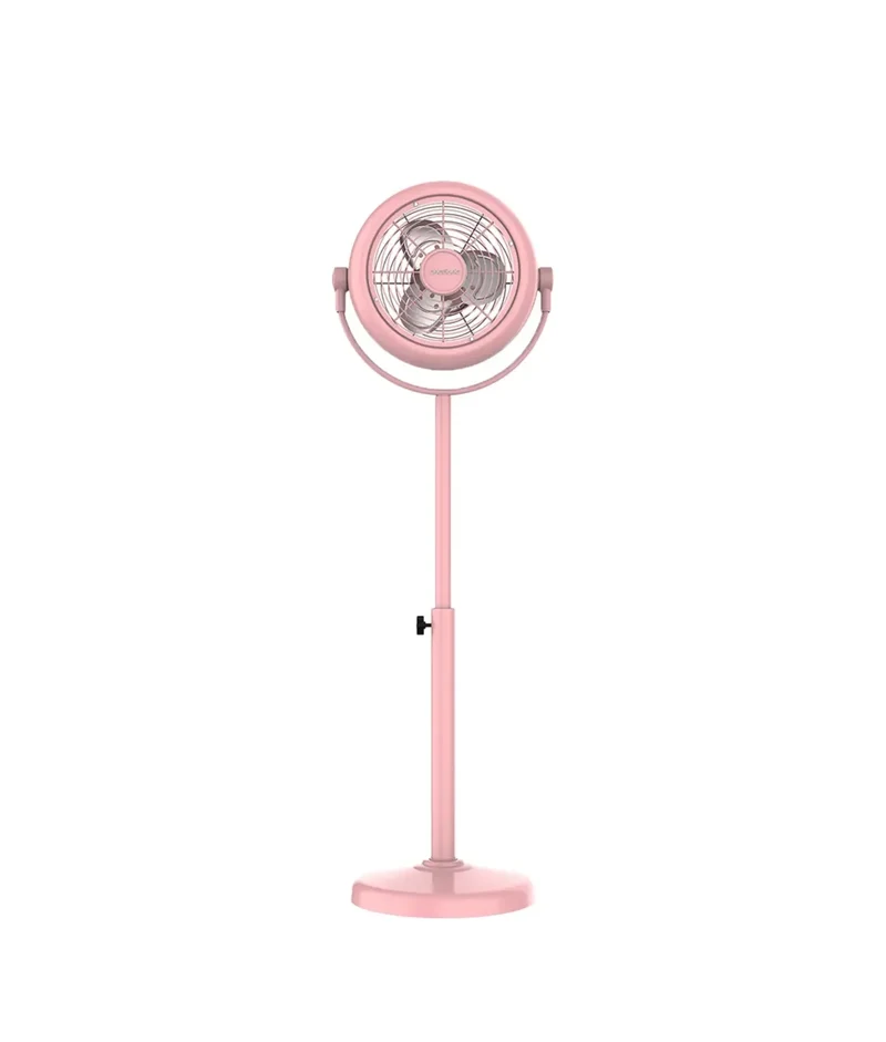 Ventilador de Pie Retro Rosa 25W con Inclinación Ajustable y Seguridad Mejorada de Cecotec