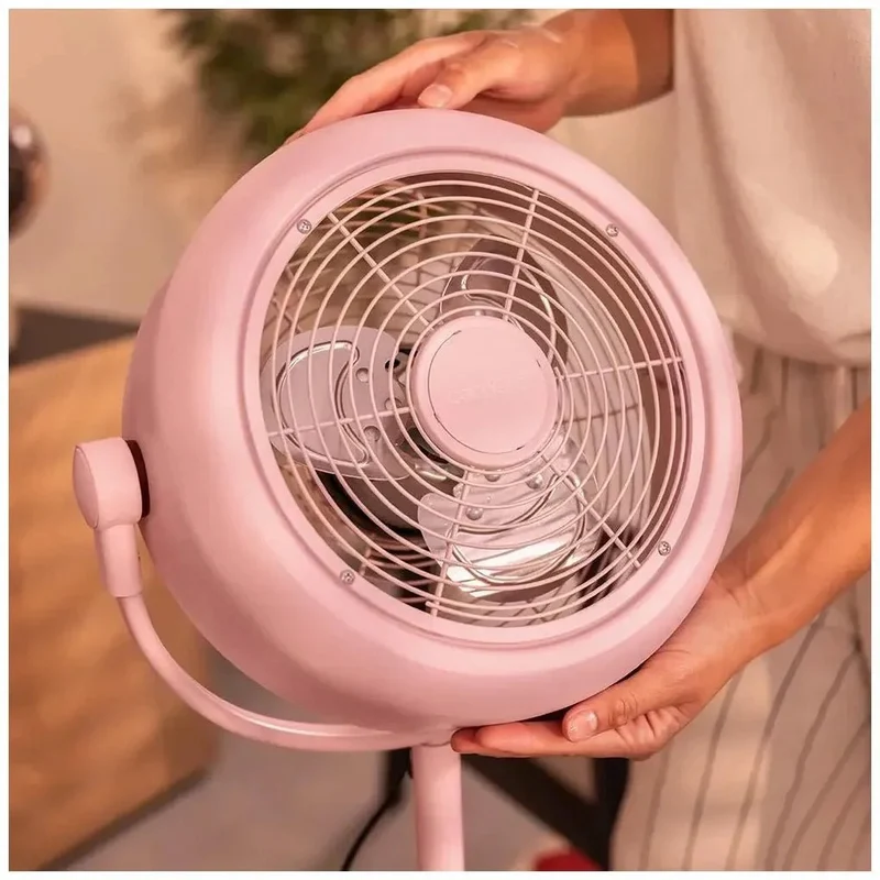 Ventilador de Pie Retro Rosa 25W con Inclinación Ajustable y Seguridad Mejorada de Cecotec