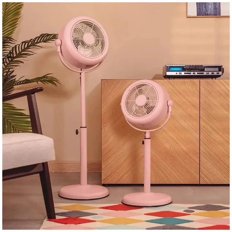 Ventilador de Pie Retro Rosa 25W con Inclinación Ajustable y Seguridad Mejorada de Cecotec