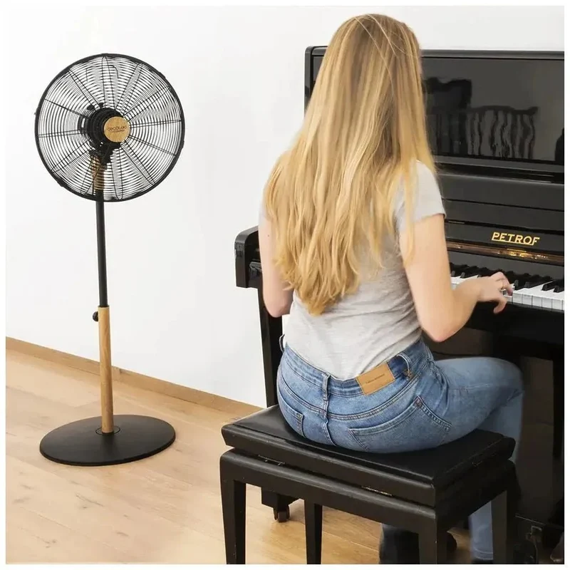 Ventilador de Pie Silencioso 50W con Diseño en Madera y Altura Ajustable de Cecotec