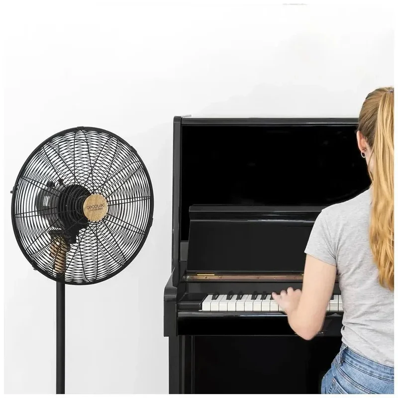 Ventilador de Pie Silencioso 50W con Diseño en Madera y Altura Ajustable de Cecotec