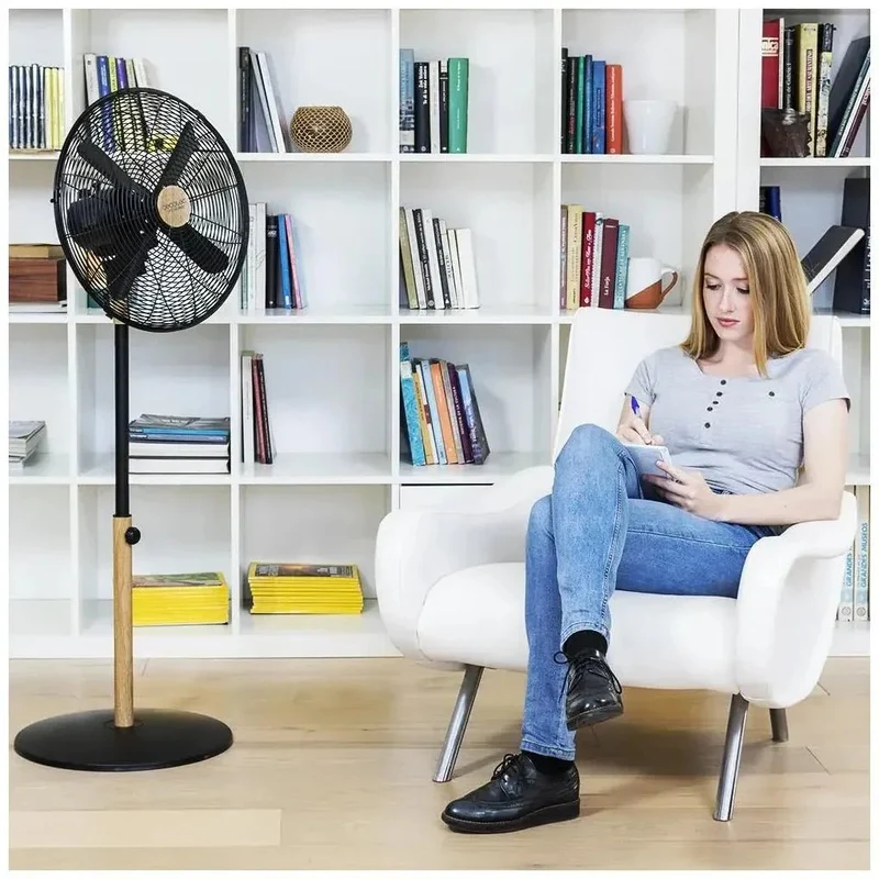 Ventilador de Pie Silencioso 50W con Diseño en Madera y Altura Ajustable de Cecotec