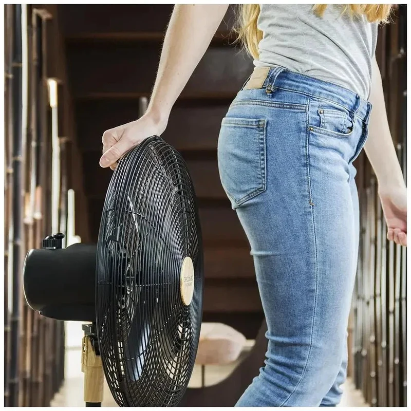 Ventilador de Pie Silencioso 50W con Diseño en Madera y Altura Ajustable de Cecotec