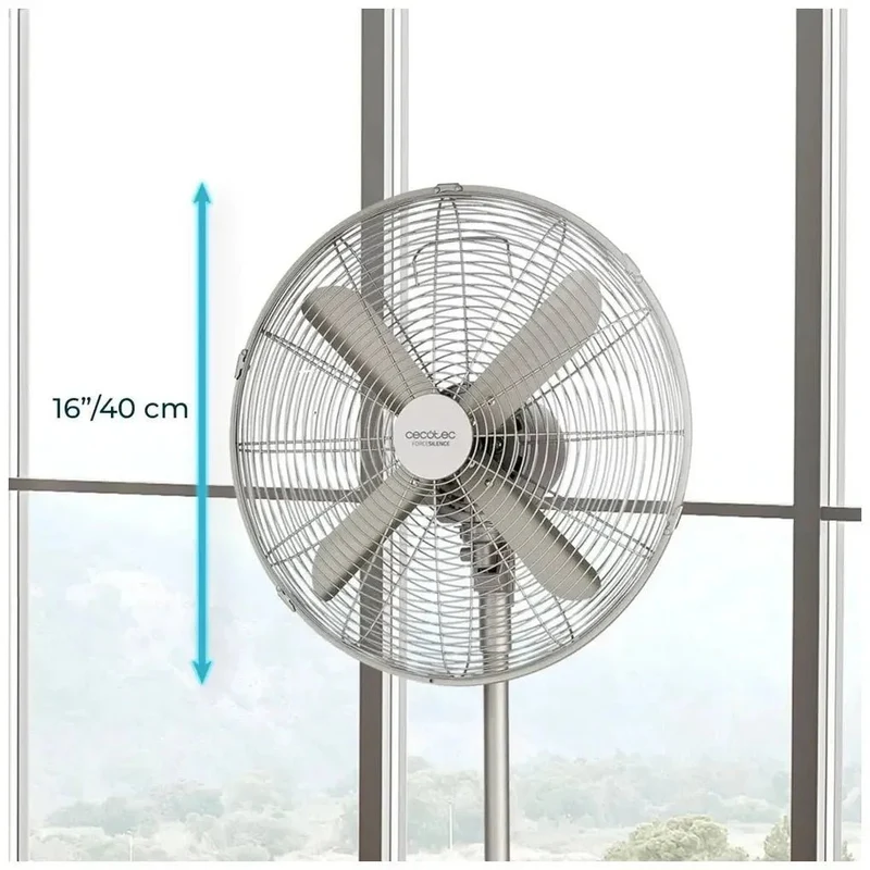 Ventilador de Pie Silencioso 50W, 16 pulgadas con Oscilación y Altura Ajustable de Cecotec