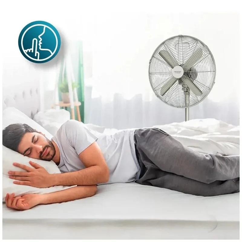 Ventilador de Pie Silencioso 50W, 16 pulgadas con Oscilación y Altura Ajustable de Cecotec