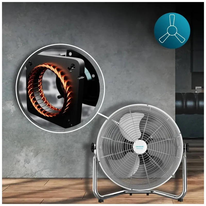 Ventilador Industrial 120W con Motor de Cobre y Aspas Metálicas para Grandes Espacios de Cecotec