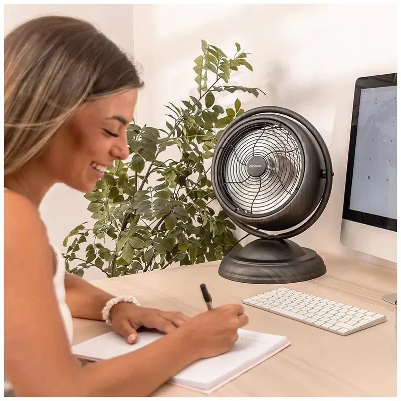 Ventilador de Sobremesa RetroDesk Wood: Elegancia y Potencia en 10 Pulgadas de Cecotec