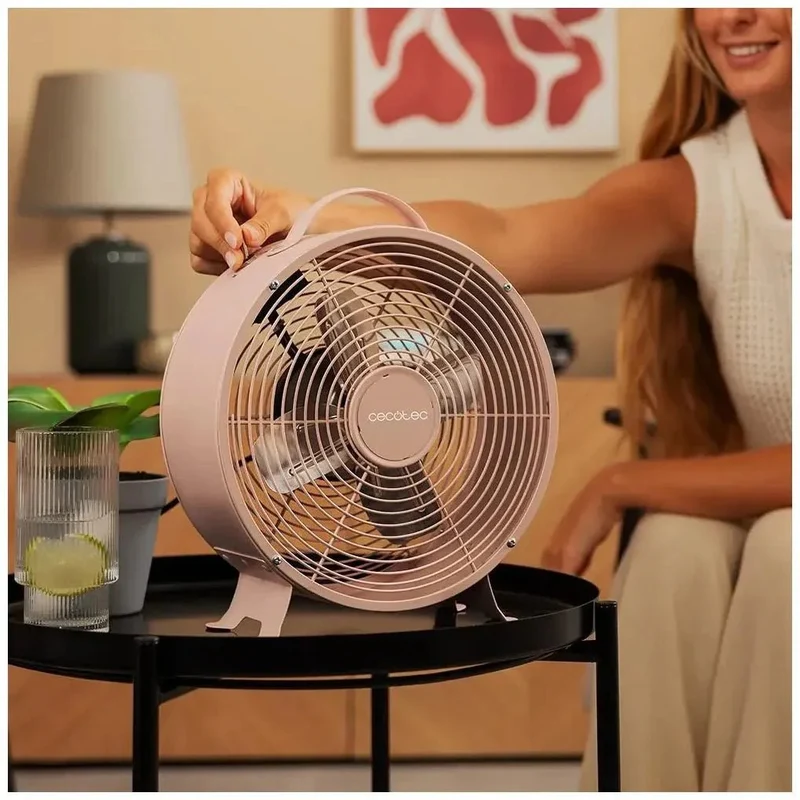 Ventilador Retro Rosa 25W EnergySilence 400: Elegancia y Potencia en Sobremesa de Cecotec