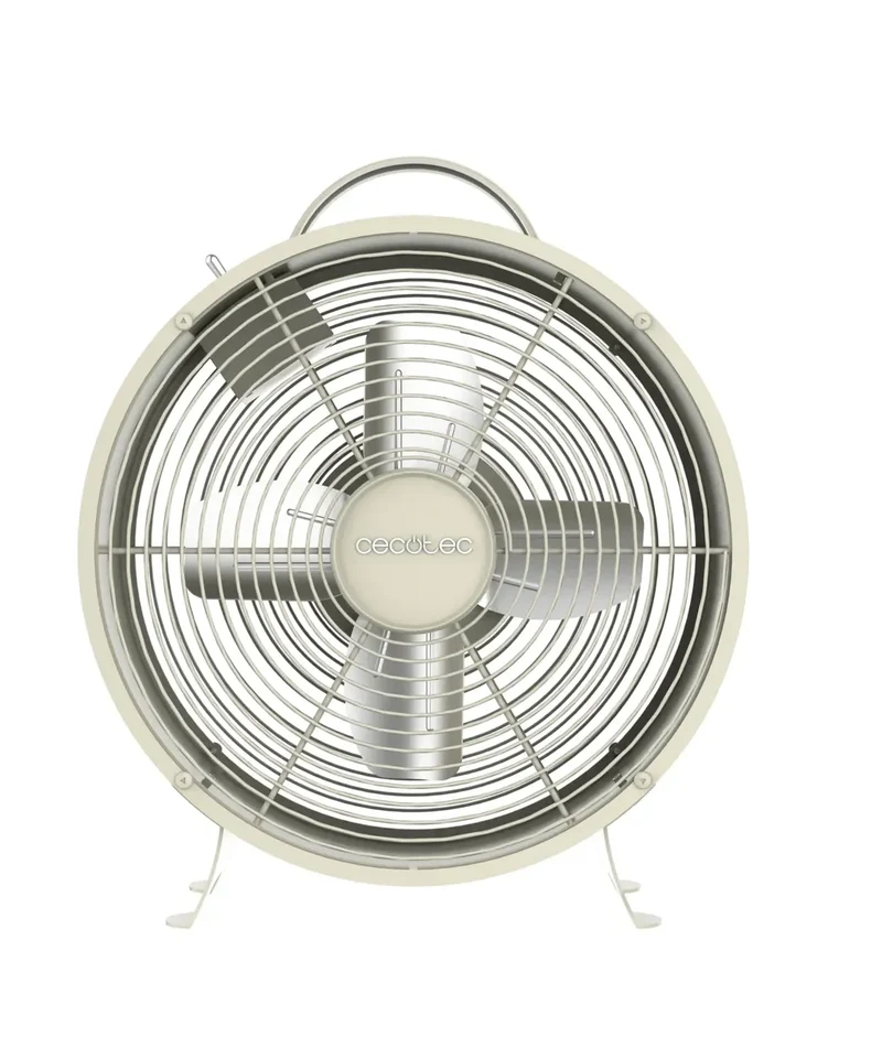 Ventilador Retro de Sobremesa Beige 25W - Estilo, Potencia y Seguridad de Cecotec