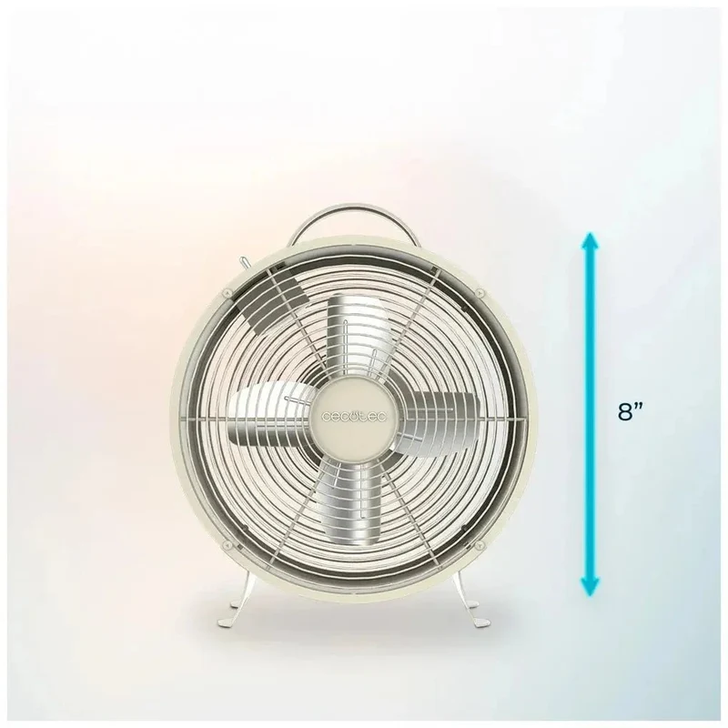 Ventilador Retro de Sobremesa Beige 25W - Estilo, Potencia y Seguridad de Cecotec