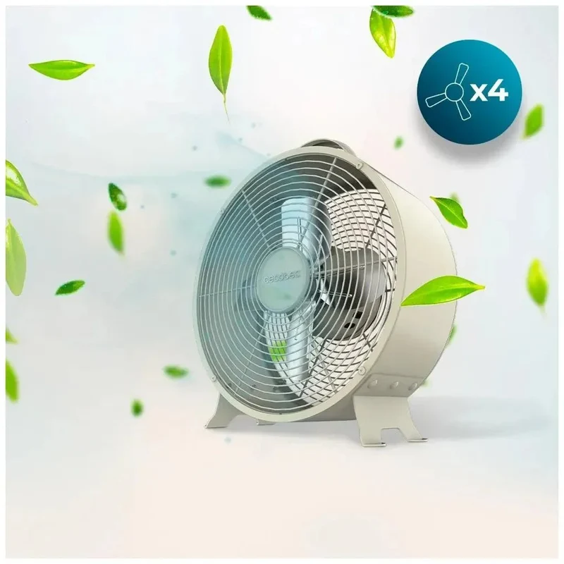 Ventilador Retro de Sobremesa Beige 25W - Estilo, Potencia y Seguridad de Cecotec