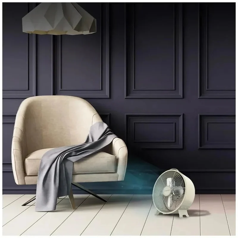 Ventilador Retro de Sobremesa Beige 25W - Estilo, Potencia y Seguridad de Cecotec