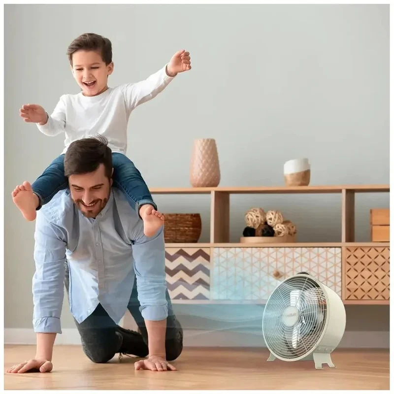 Ventilador Retro de Sobremesa Beige 25W - Estilo, Potencia y Seguridad de Cecotec