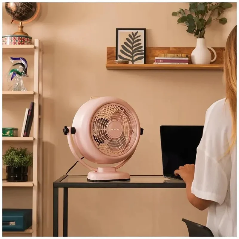 Ventilador Retro Rosa 8'' EnergySilence 800: Potencia y Estilo para tu Hogar de Cecotec