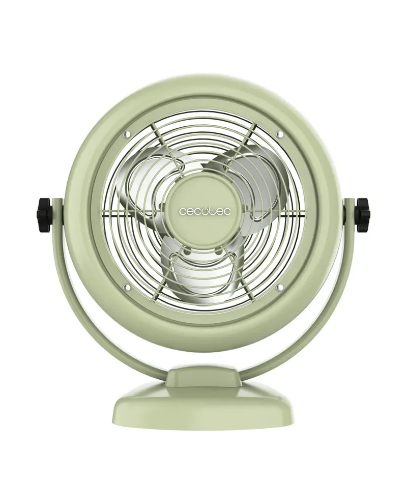 Ventilador Retro de Sobremesa Verde 8'' con Potente Motor de 20W y Seguridad de Cecotec