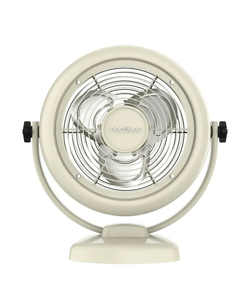 Ventilador Retro de Sobremesa Beige 20W, 8'' con 2 Velocidades y Diseño Elegante de Cecotec