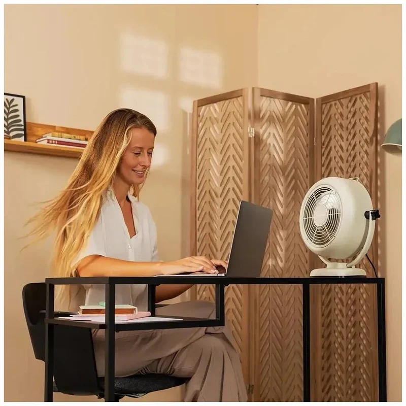 Ventilador Retro de Sobremesa Beige 20W, 8'' con 2 Velocidades y Diseño Elegante de Cecotec