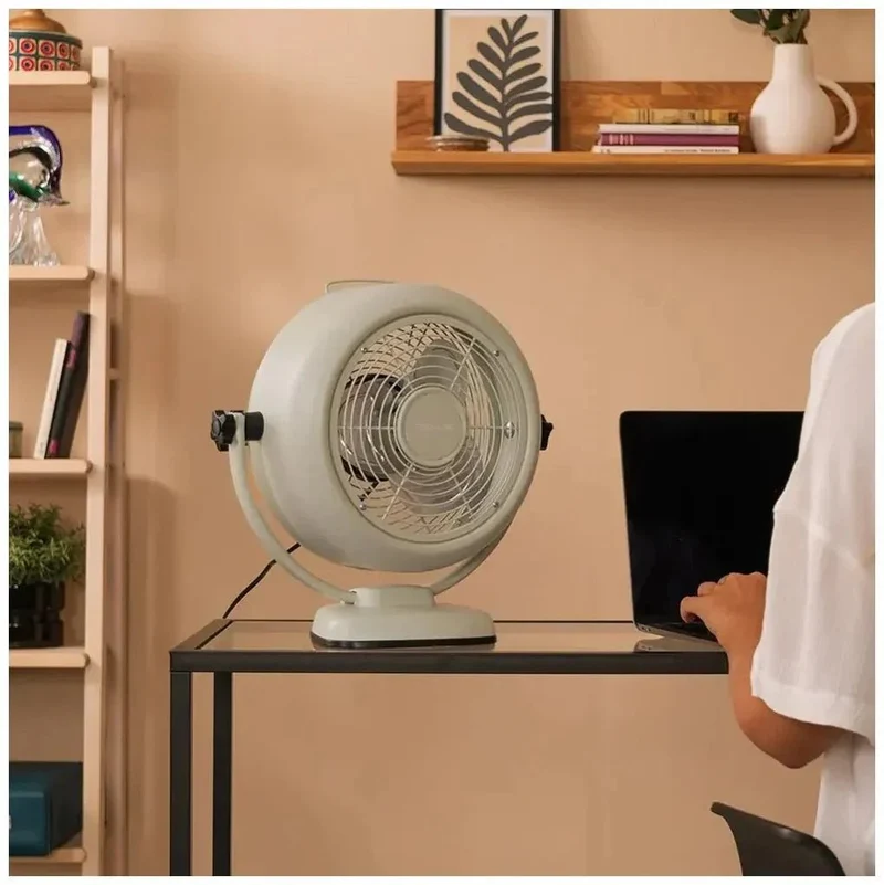 Ventilador Retro de Sobremesa Beige 20W, 8'' con 2 Velocidades y Diseño Elegante de Cecotec