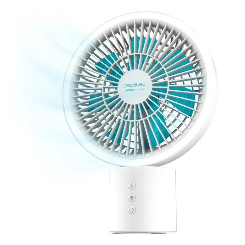 Ventilador Portátil 8000mAh con Luz LED y Oscilación 360º para Hogar y Oficina de Cecotec