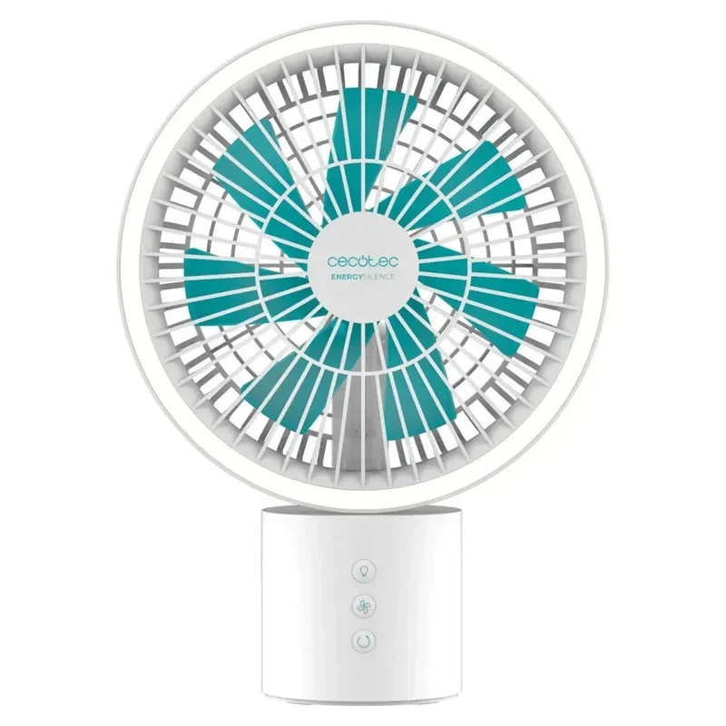 Ventilador Portátil 8000mAh con Luz LED y Oscilación 360º para Hogar y Oficina de Cecotec