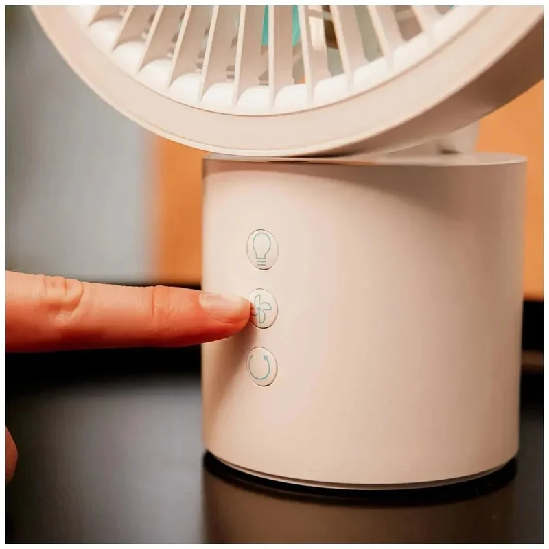 Ventilador Portátil 8000mAh con Luz LED y Oscilación 360º para Hogar y Oficina de Cecotec