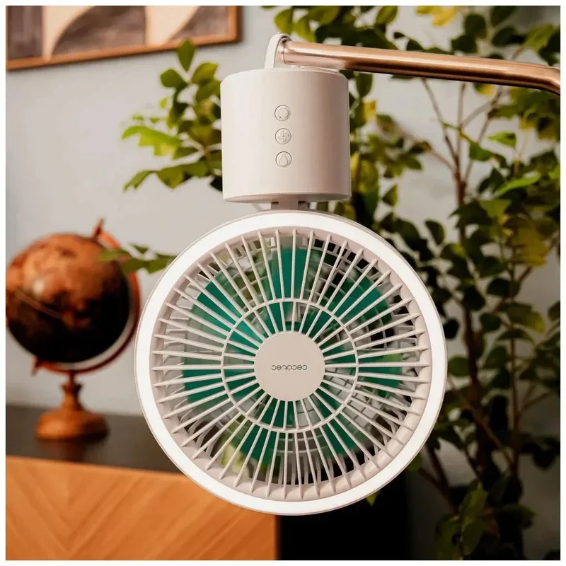 Ventilador Portátil 8000mAh con Luz LED y Oscilación 360º para Hogar y Oficina de Cecotec