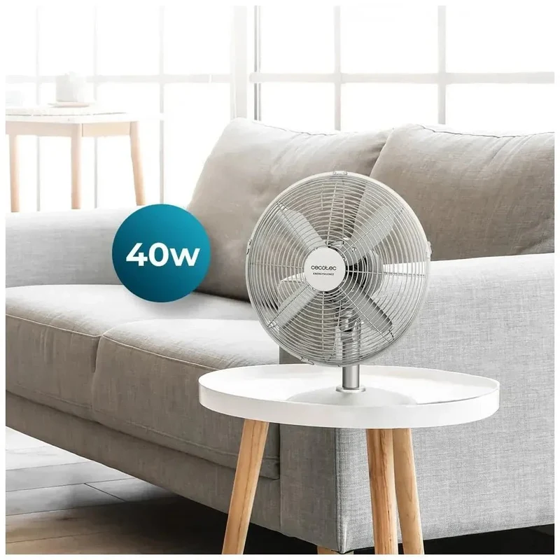 Ventilador de Sobremesa Silencioso y Potente de 40W con Diseño en Acero y 3 Velocidades de Cecotec
