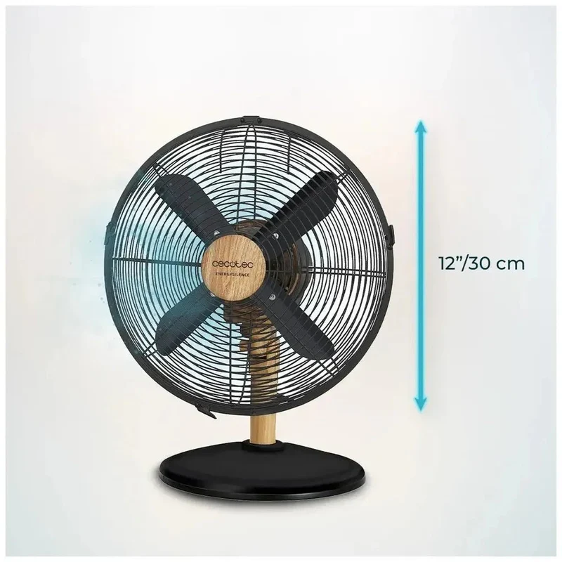 Ventilador de Sobremesa Silencioso y Elegante con 40W y Acabado en Madera de Cecotec
