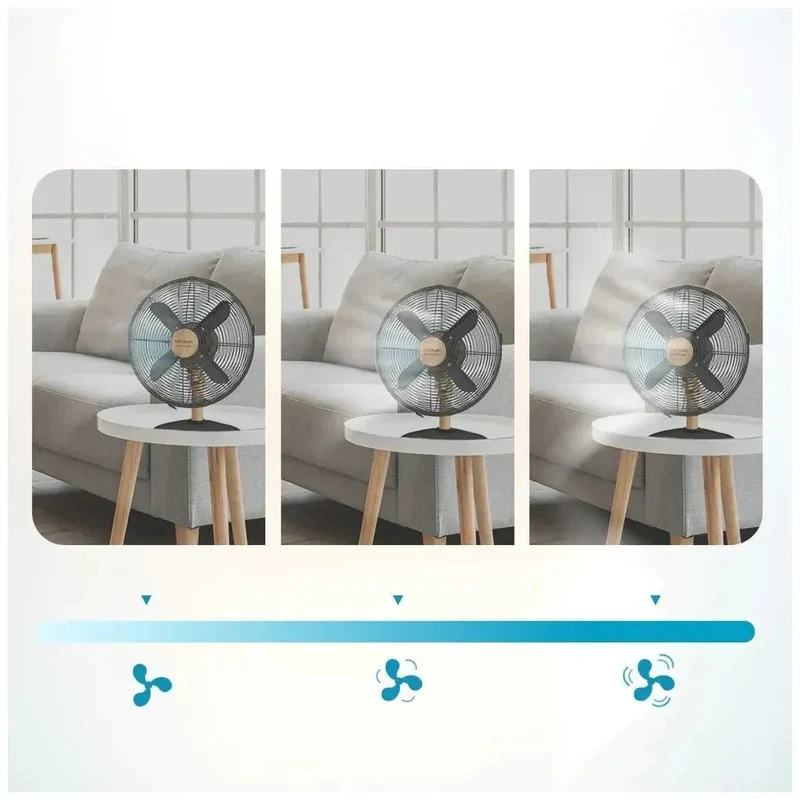 Ventilador de Sobremesa Silencioso y Elegante con 40W y Acabado en Madera de Cecotec