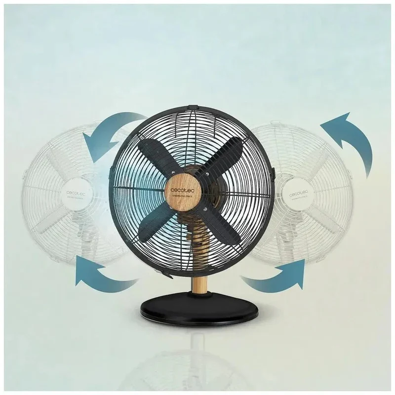 Ventilador de Sobremesa Silencioso y Elegante con 40W y Acabado en Madera de Cecotec