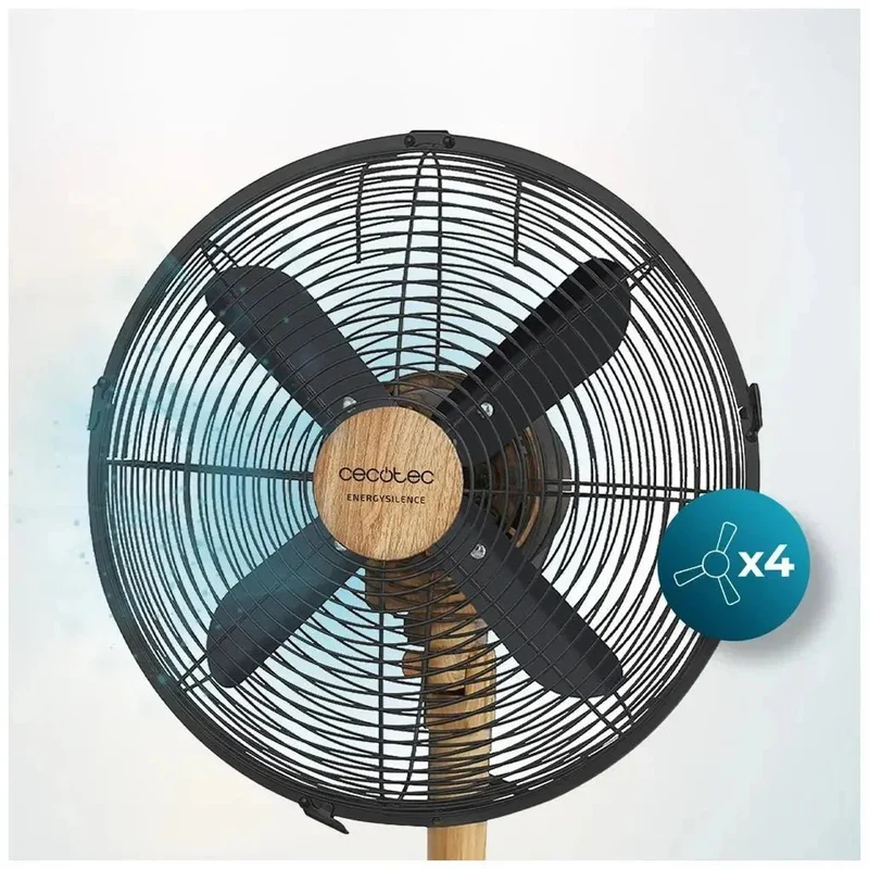 Ventilador de Sobremesa Silencioso y Elegante con 40W y Acabado en Madera de Cecotec