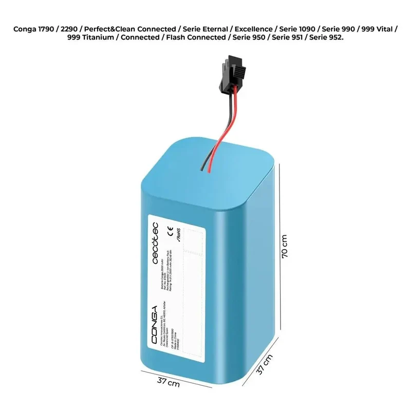 Batería de Repuesto 2600 mAh para Robots Aspirador Conga - Alta Autonomía y Seguridad de Cecotec