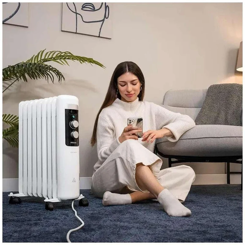 Radiador Eléctrico de Aceite 2000W para Habitaciones Pequeñas con Seguridad de Cecotec