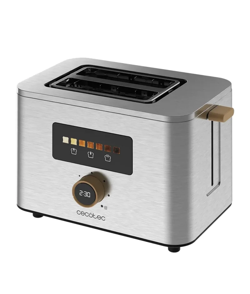 Tostadora Touch&Toast: Control Táctil, 950W, Acero Inoxidable y Ranuras Anchas de Cecotec