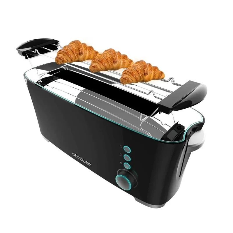 Tostadora de Pan 1000W con Ranura XL, Funciones Avanzadas y Soporte para Panecillos de Cecotec