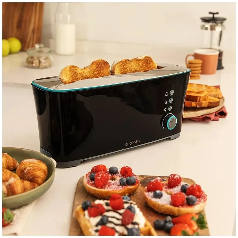 Tostadora de Pan 1000W con Ranura XL, Funciones Avanzadas y Soporte para Panecillos de Cecotec