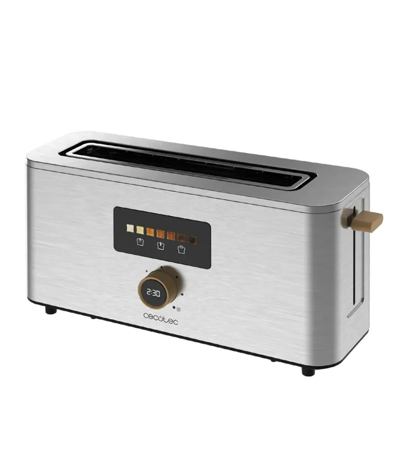Tostador Touch&Toast Extra: Control Táctil, 1000W, Acero Inoxidable y Ranura Larga de Cecotec