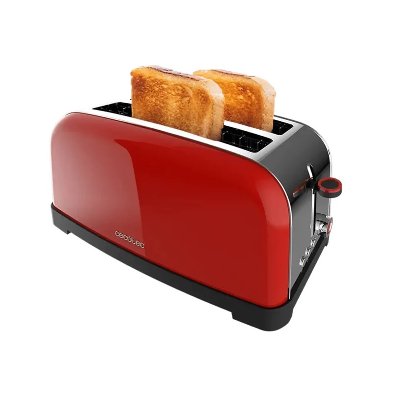 Tostador de Acero Inoxidable 1500W con Doble Ranura Larga y Funciones Avanzadas de Cecotec