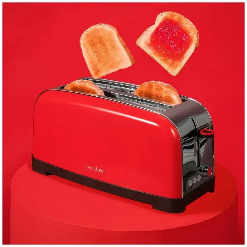 Tostador de Acero Inoxidable 1500W con Doble Ranura Larga y Funciones Avanzadas de Cecotec
