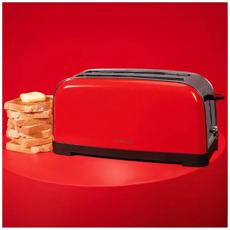 Tostador de Acero Inoxidable 1500W con Doble Ranura Larga y Funciones Avanzadas de Cecotec