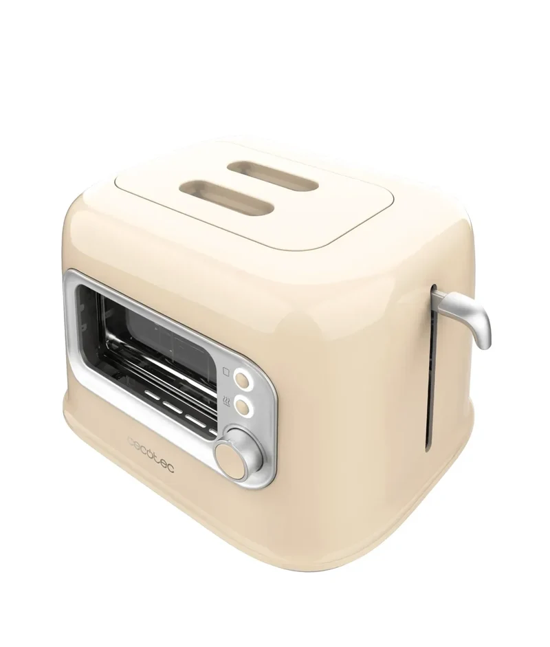 Tostadora RetroVision Beige: Diseño Retro, Ventana de Cristal y Potencia Regulable de Cecotec
