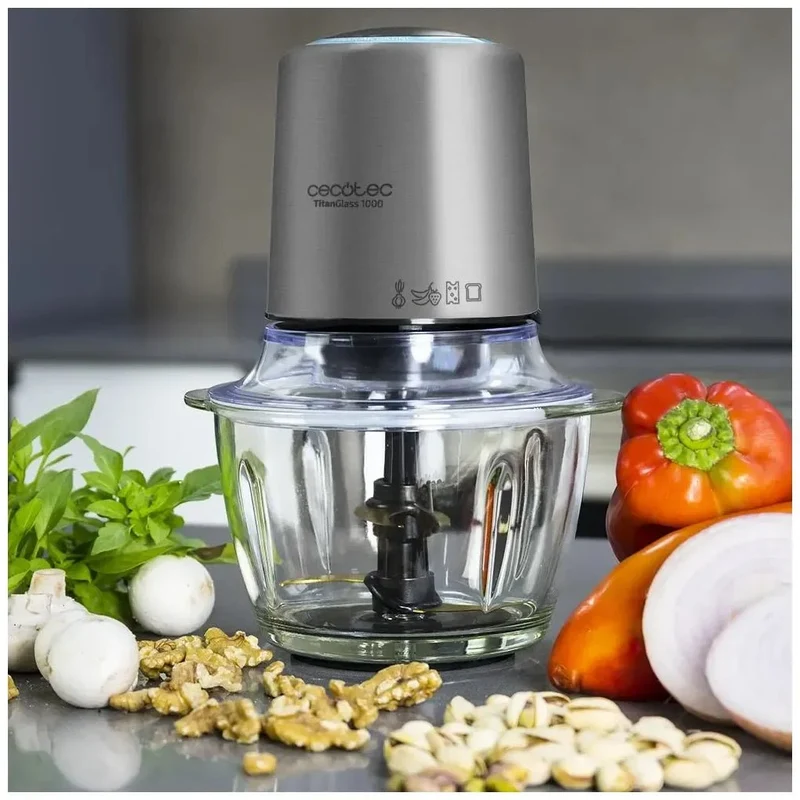 Picadora Eléctrica Multifuncional 400W con Cuchillas de Titanio y Bol de Cristal de Cecotec